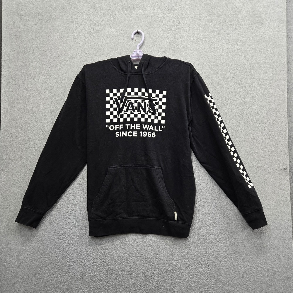 Vans Men Hoodie L Black Graphic Logo Activewear Long Sleeve